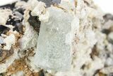 Fluorescent Hyalite Opal w/ Aquamarine, Schorl, and Feldspar #354940-2
